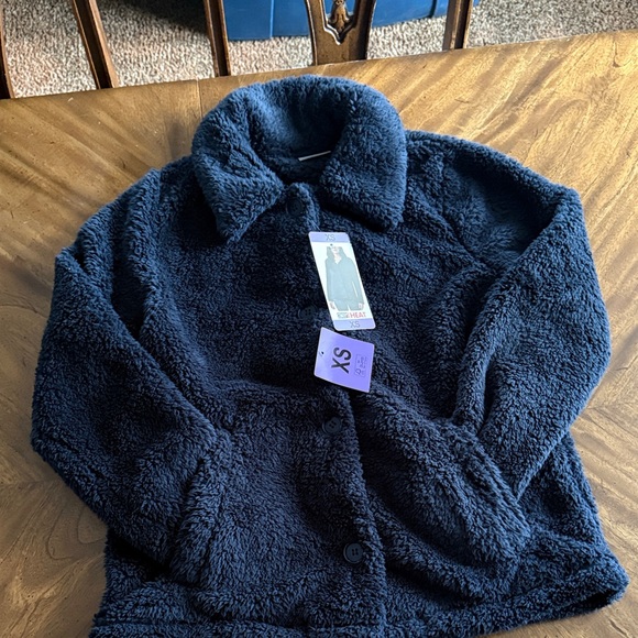 32 Degrees Women’s Button-Up Black Fleece Jacket with pockets, XS NWT Cozy - Picture 1 of 6